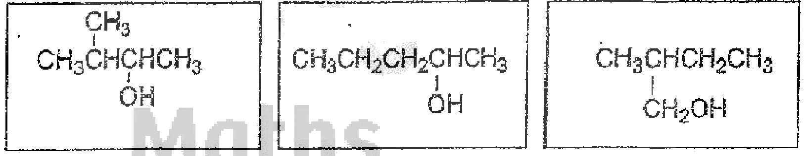 Possible structures for A, B and C (marking scheme)