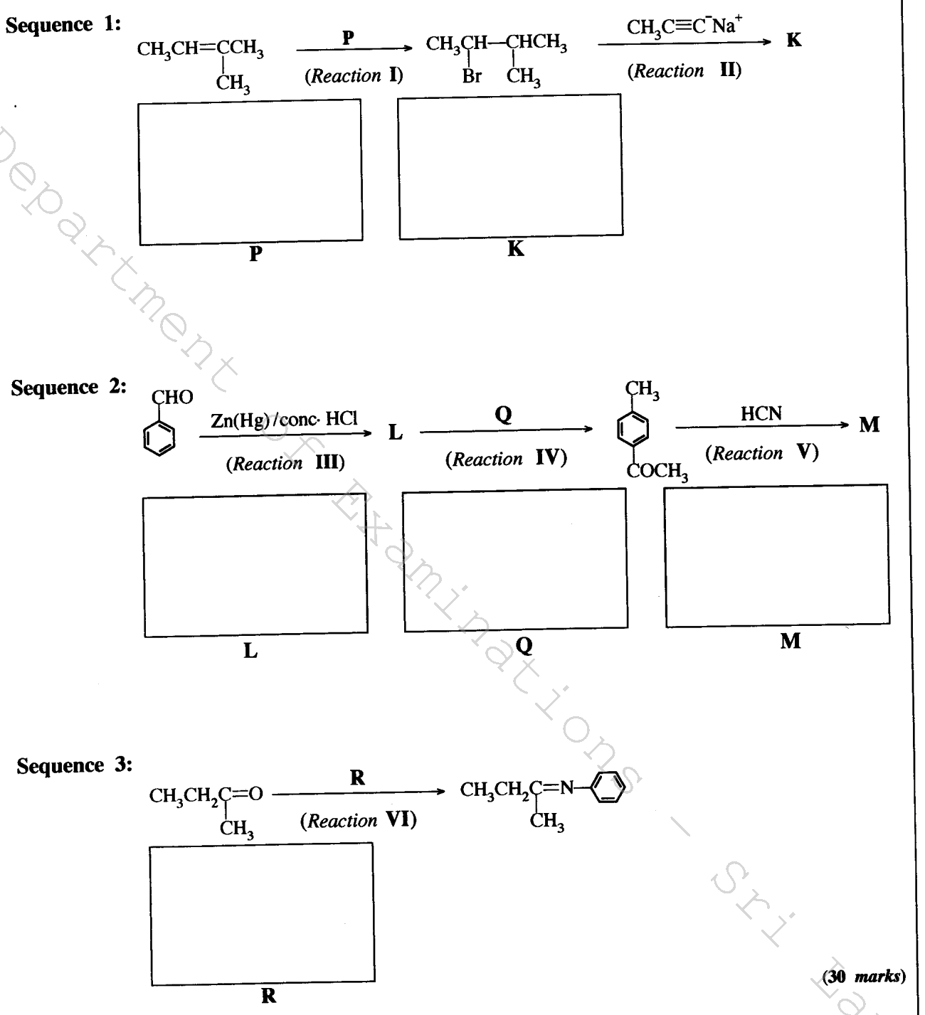 Reaction sequences 1 to 3