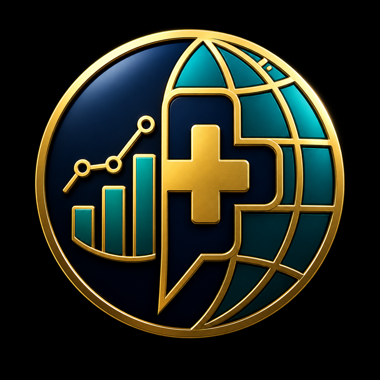 MEDVision Global — gold medical cross and teal globe