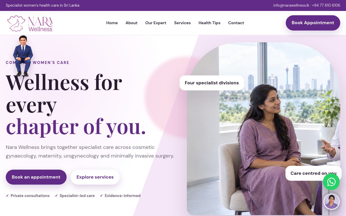 Nara Wellness homepage